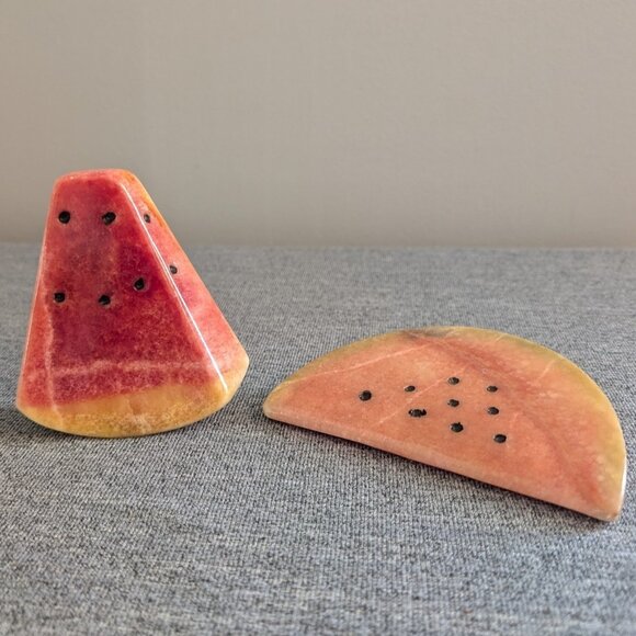 Vintage MCM Alabaster/Marble Stone Watermelon Slice, Decor/Paperweight, … - Picture 2 of 5